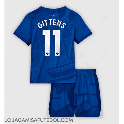 Camisa de Futebol Chelsea Jamie Gittens #11 Equipamento Principal Infantil 2025-26 Manga Curta (+ Calças curtas)